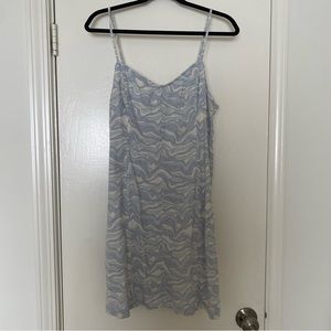 Abercrombie Corset Seamed Linen-Blend Blue & White Mini Dress
